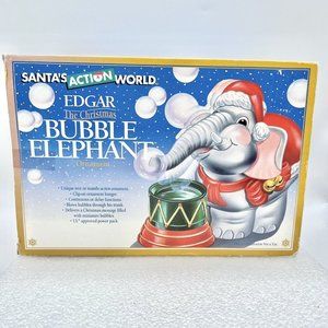 Vintage 1995 Santa's Action World Edgar Christmas Bubble Elephant Ornament